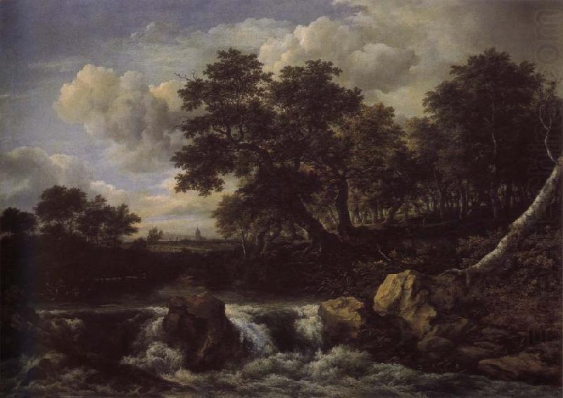 Jacob van Ruisdael Waterfall near oan Oak wood china oil painting image